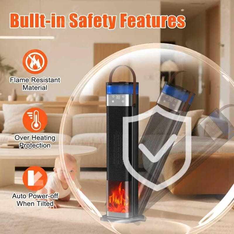 Portable Ceramic Heater & Humidifier with 3D Flame Effect – itoolmax