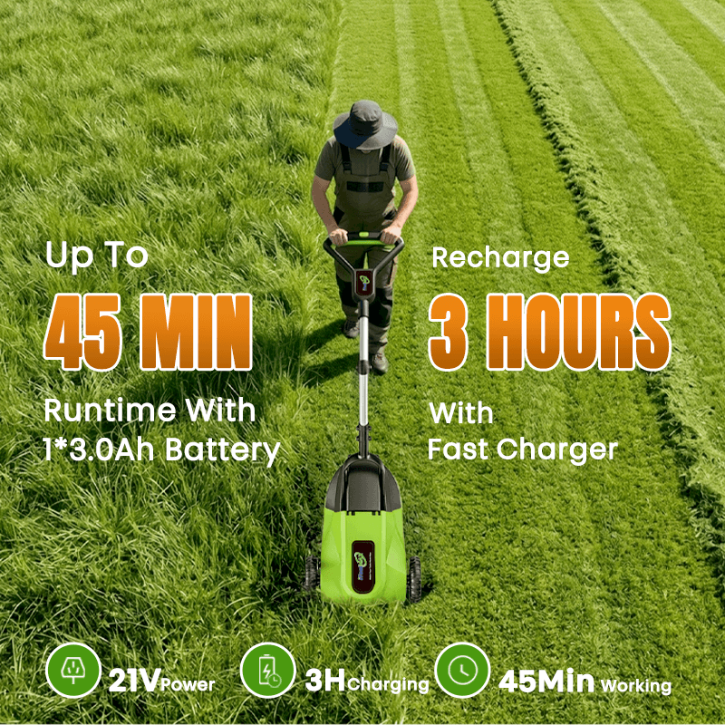 itoolmax small electric lawn mower up to 45 mins runtime