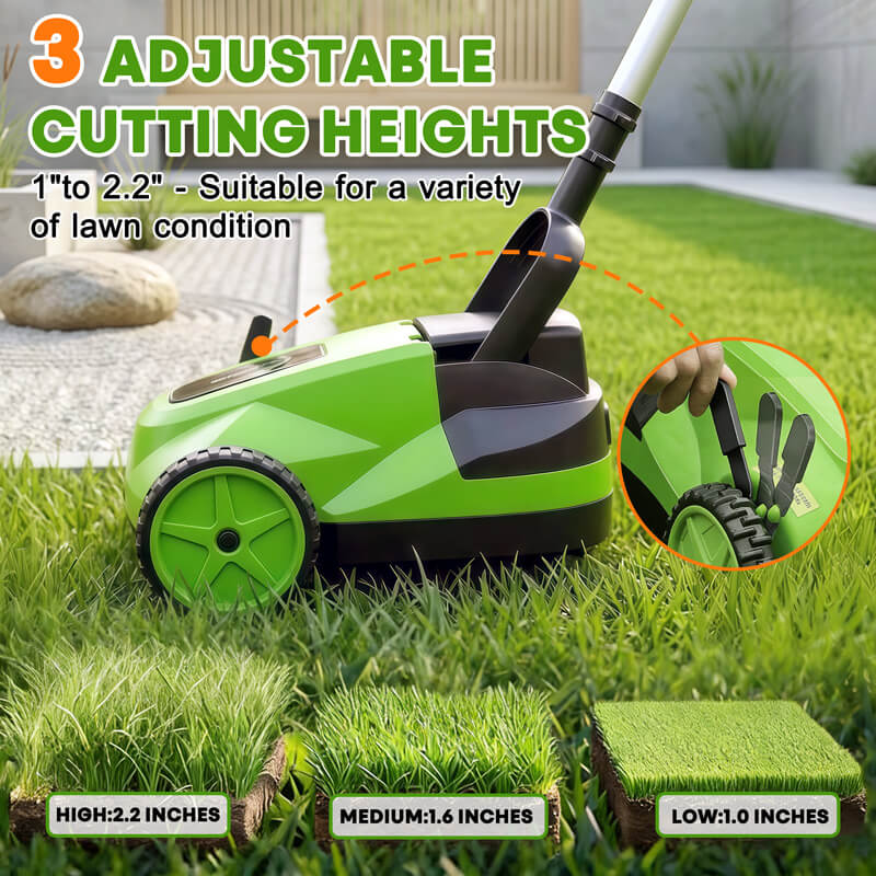itoolmax small electric lawn mower 3 adjustable cutting heights