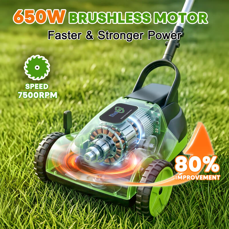 itoolmax small electric lawn mower 650w brushless motor