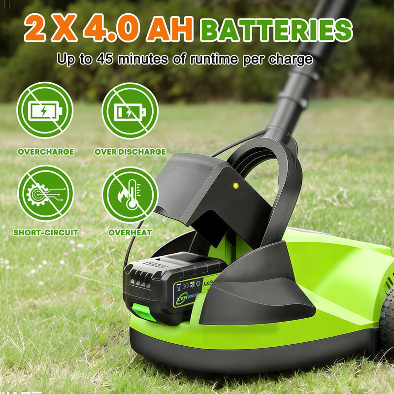 itoolmax small electric lawn mower with dual batteries