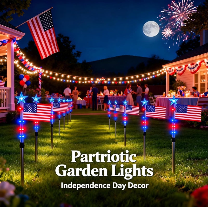 itoolmax solar american flag lights independence day decor
