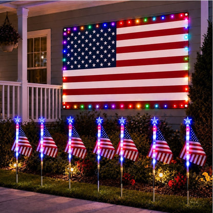 itoolmax solar american flag lights with lighted us flag