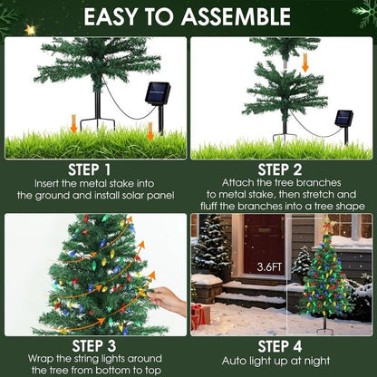 itoolmax solar christmas tree lights with 4 vibrant colors easy assemble