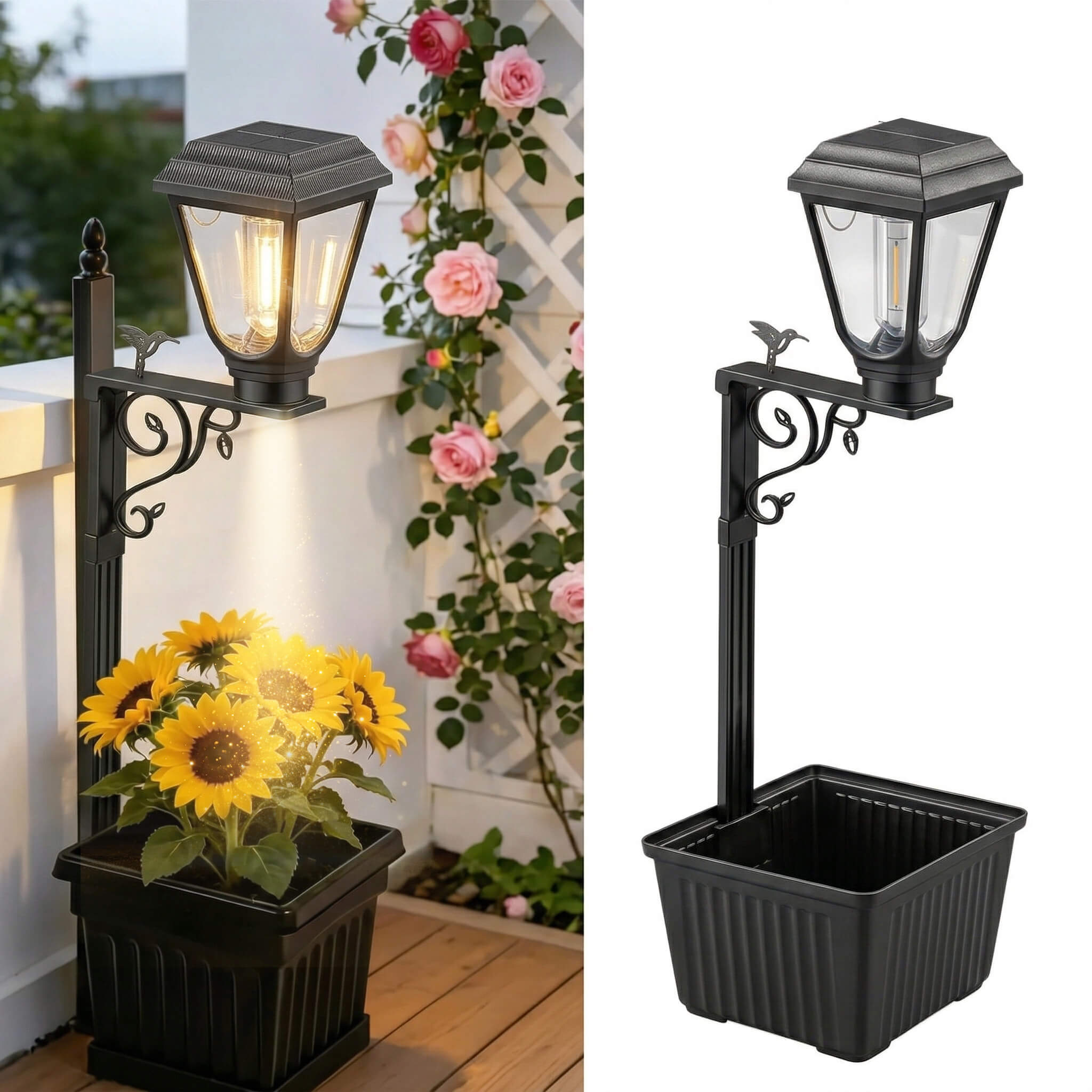 itoolmax solar light planter pot with light