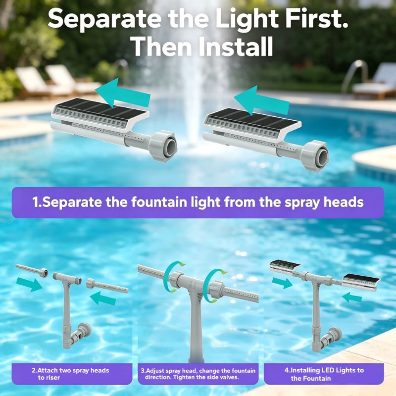 itoolmax solar pool fountain installtion