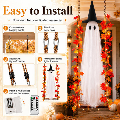 itoolmax swinging ghost halloween decor easy to install
