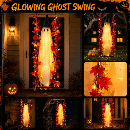 itoolmax swinging ghost halloween decor glowing at night