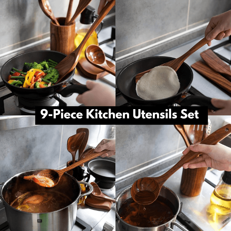 itoolmax wooden utensil set for all cooking