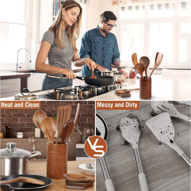 itoolmax wooden utensil set neat and clean