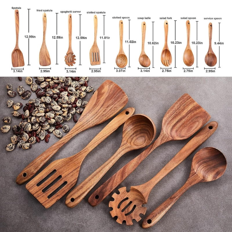 itoolmax wooden utensil set size