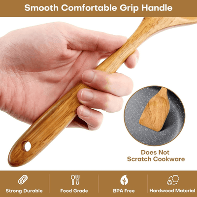 itoolmax wooden utensil set smooth comfortable grip handle