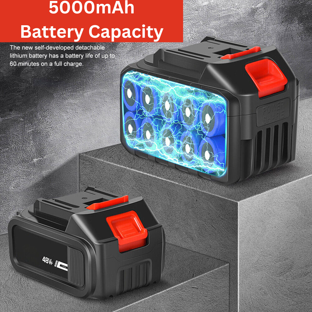 We use a high-quality 48V lithium battery with a battery capacity of 5000mAh, charged fully 2-3h, used for 2h, durable and long-lasting with high-pressure spraying at any time anywhere!