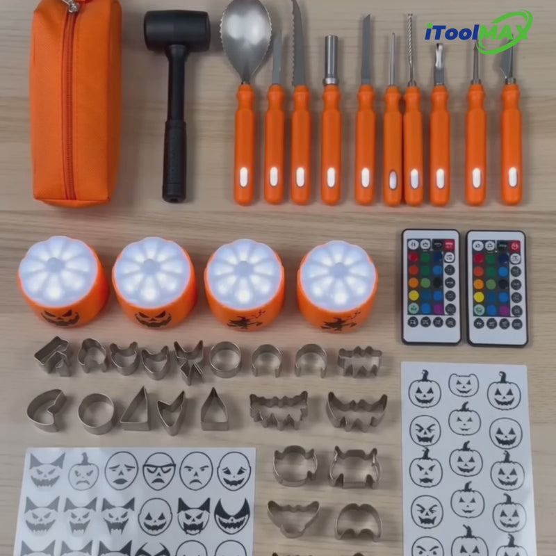 itoolmax 36pcs pumpkin carving kit product video