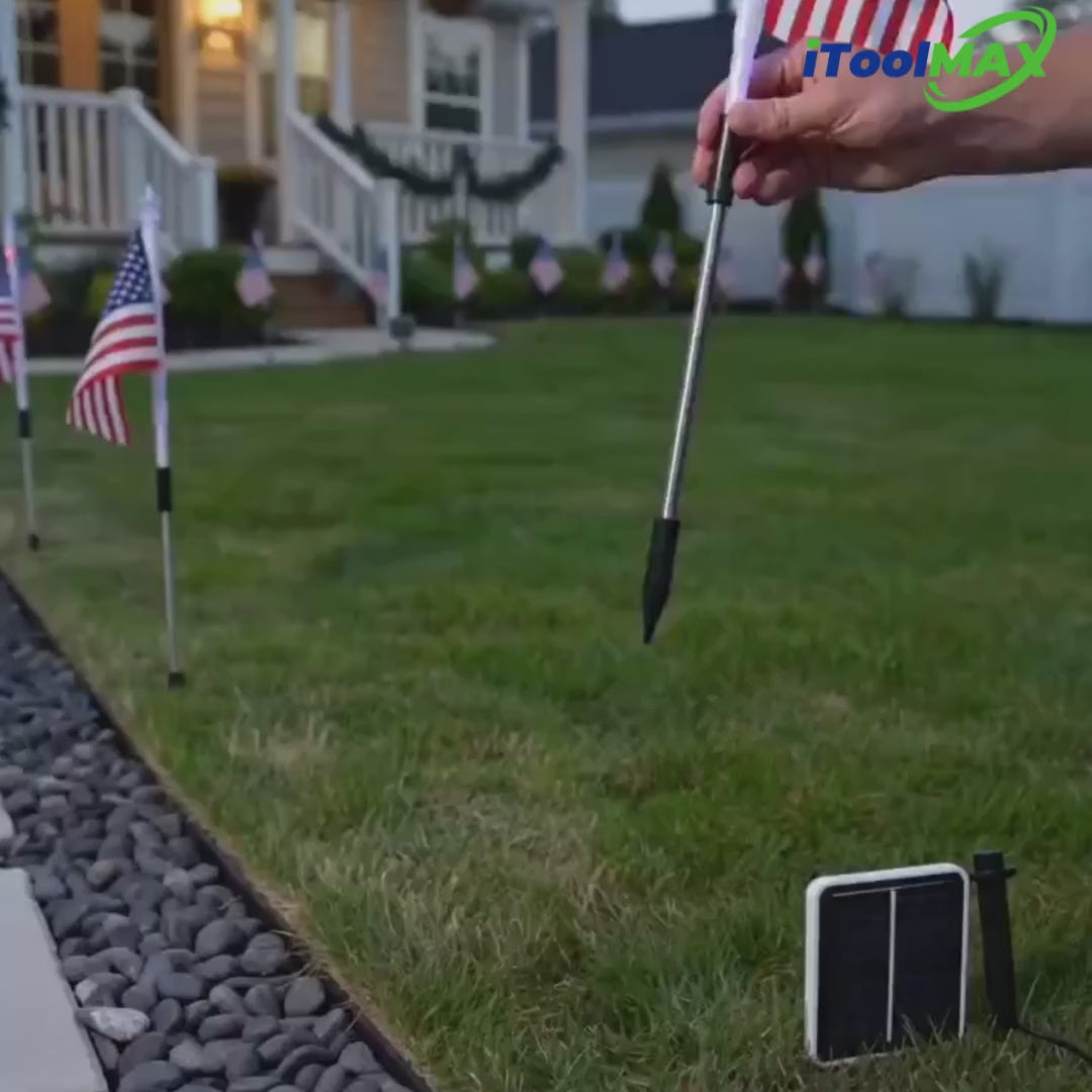 Load video: itoolmax solar american flag lights video