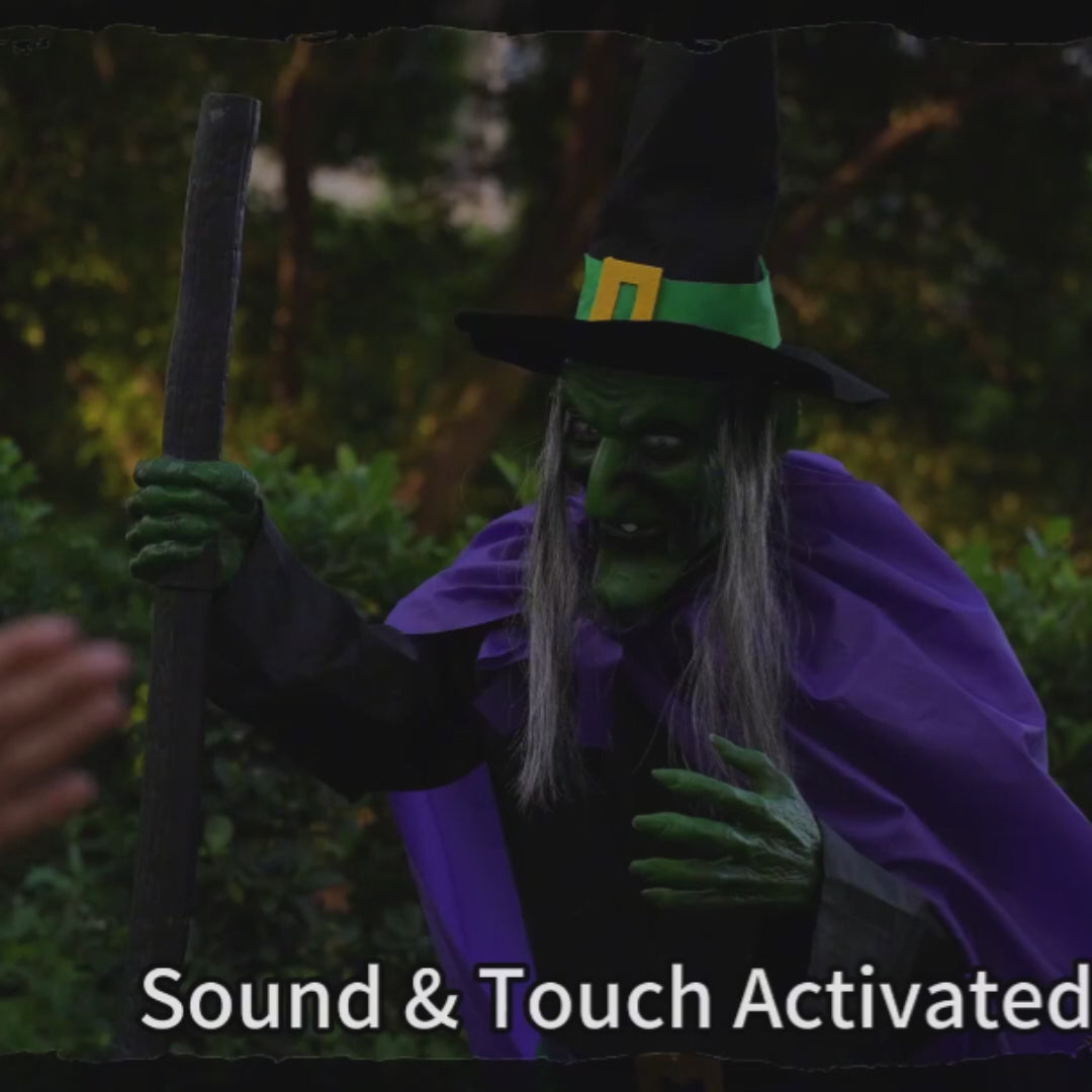 Load video: flying witch halloween decoration on broom itoolmax