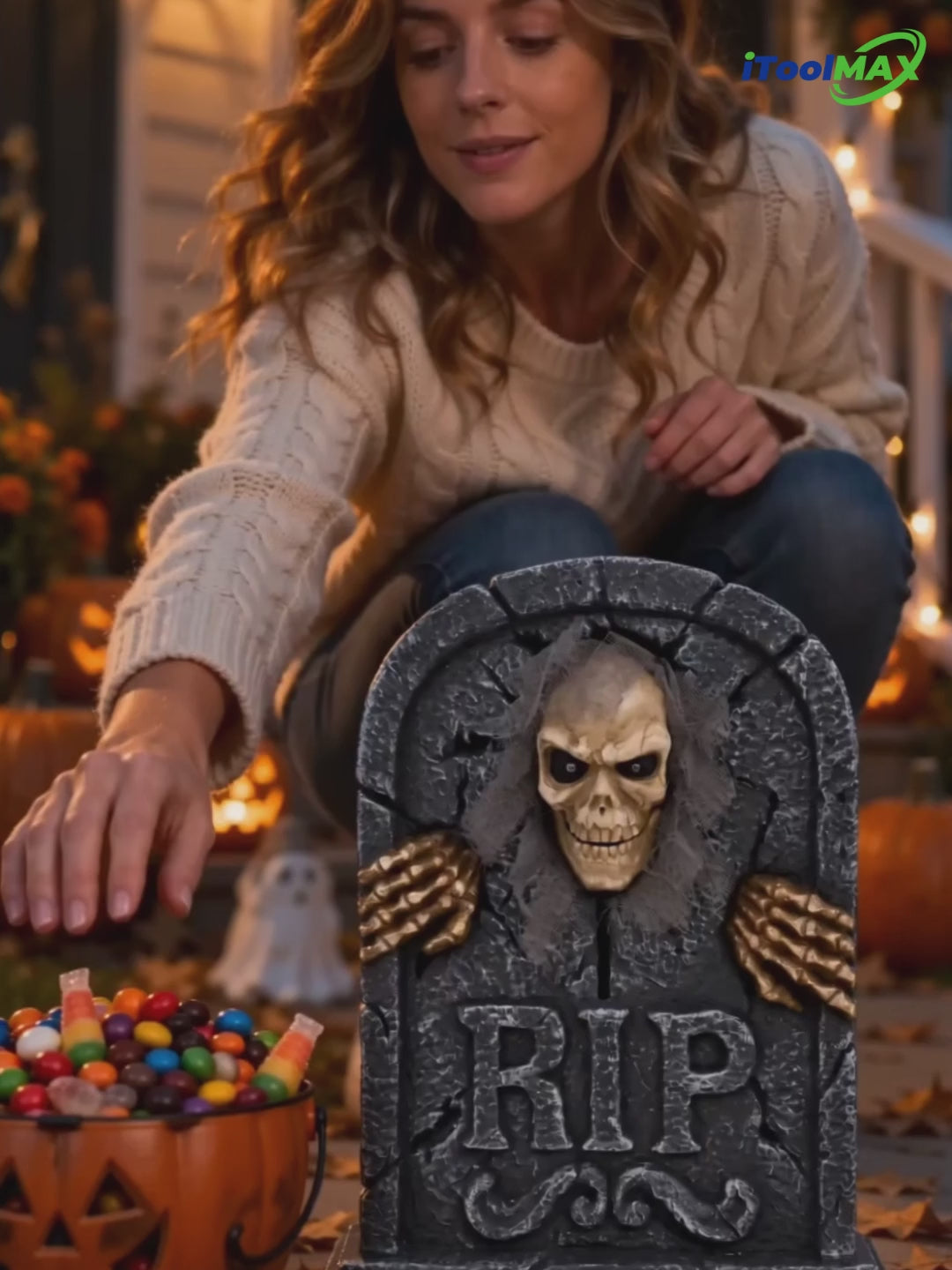 Load video: itoolmax halloween animatronics zombie tombstone video