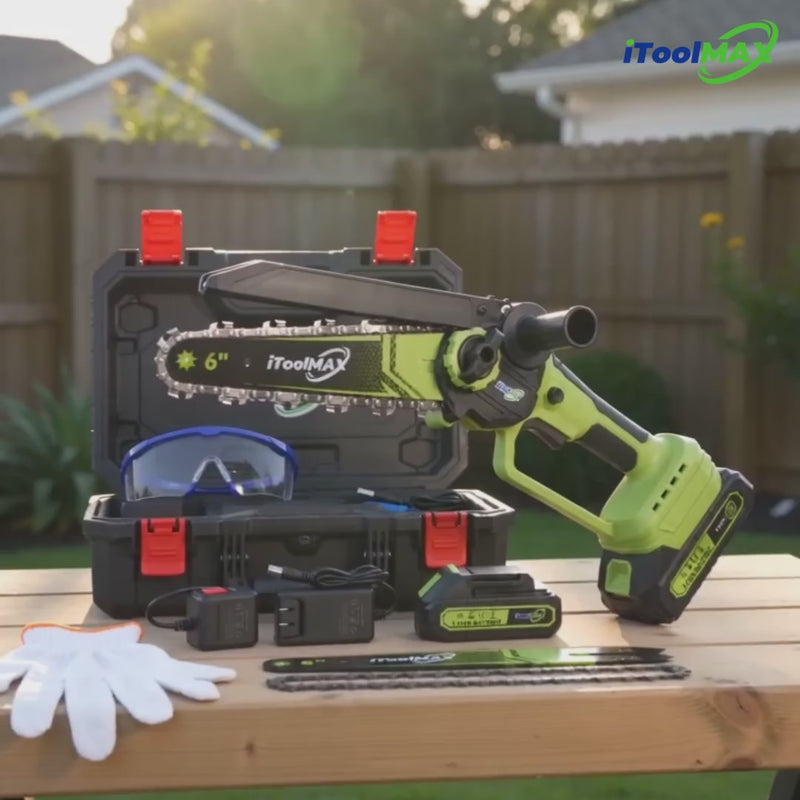 itoolmax 2 in 1 mini chainsaw with 2 batteries video