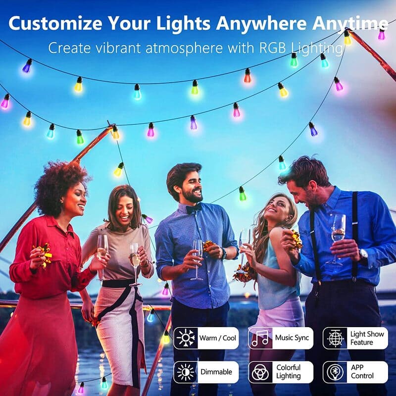 smart rgb outdoor string lights customizable itoolmax
