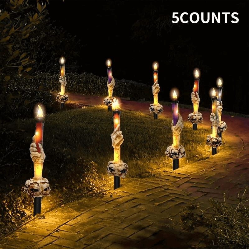 solar power skull candle light pathway itoolmax