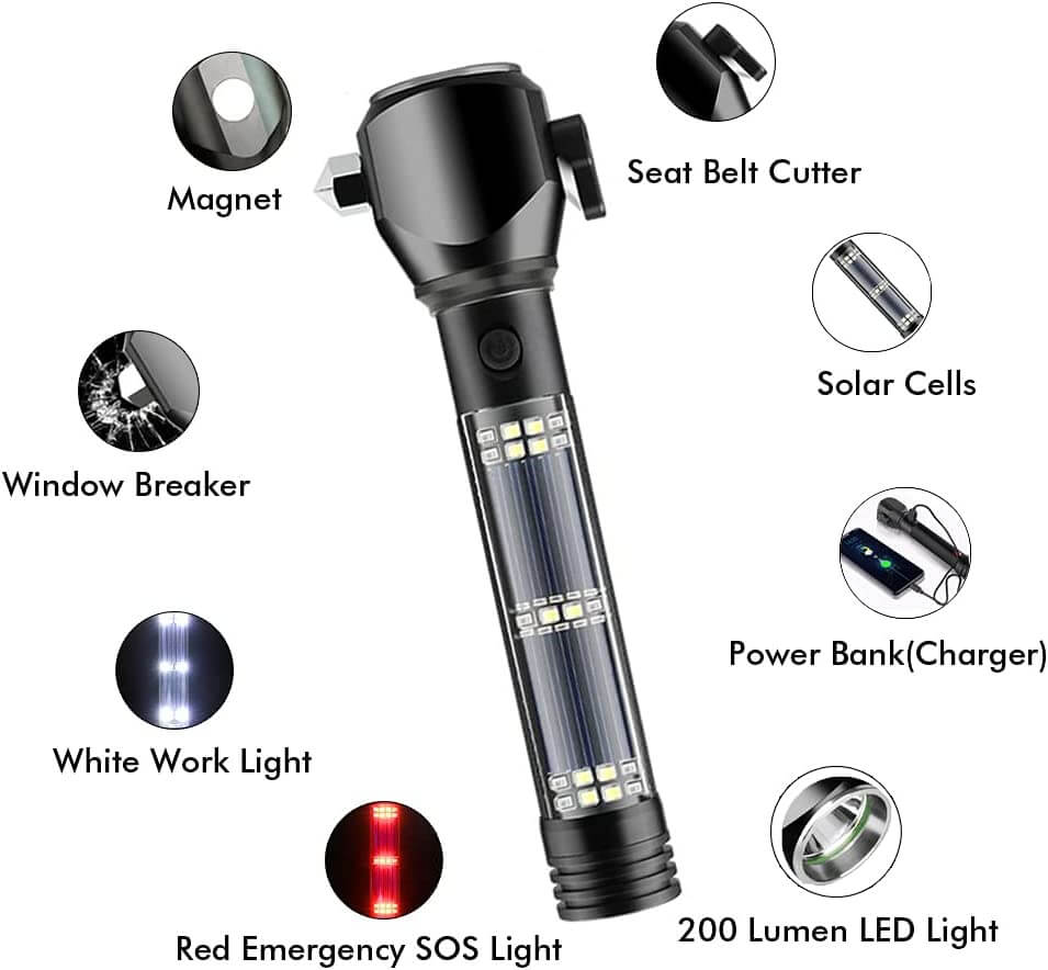 9 in 1 Emergency Solar Power Flashlight - itoolmax