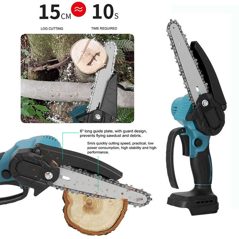 Mini Chainsaw Cordless 4 '' + 6Inch Electric Chain Saw 800W With 2