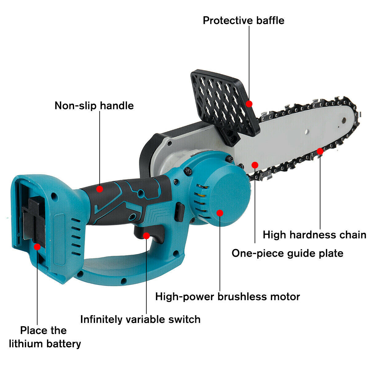8" & 10" Electric Cordless Chainsaw with 2x Batteries - itoolmax